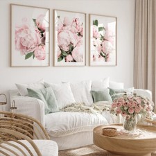 Soft Pink Flower x 3 Unframed