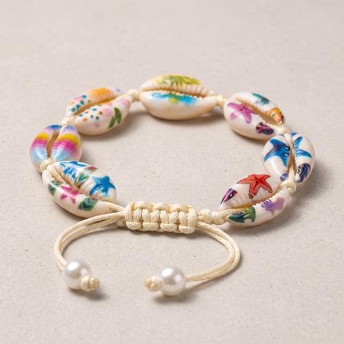 Printed sea shell - printed, anklet