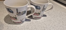 Set Of 2 Cath Kidston Fine China Train Mugs. Very Good Condition, No Chips.