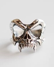 925 Sterling Silver Skeleton Head Punk ​Ring Adjustable Rings Unisex Skull