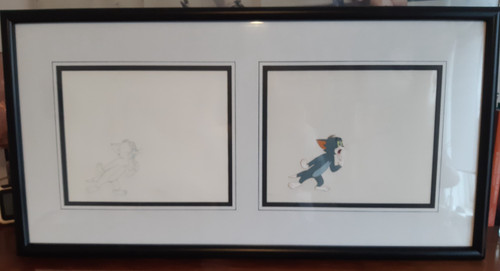 Framed and mounted tom jerry - mounted,