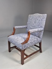 Vintage Georgian Reproduction Open Armchair in Blue Floral Fabric EB10044 VCLO