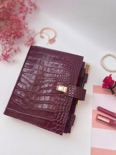 Burgundy leather notebook - burgundy,