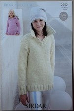Original Sirdar Big Softie Child/adult Sweaters 26"-36" Knitting Pattern 2252