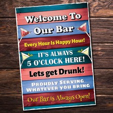 Welcome Sign For Home Bar Pub