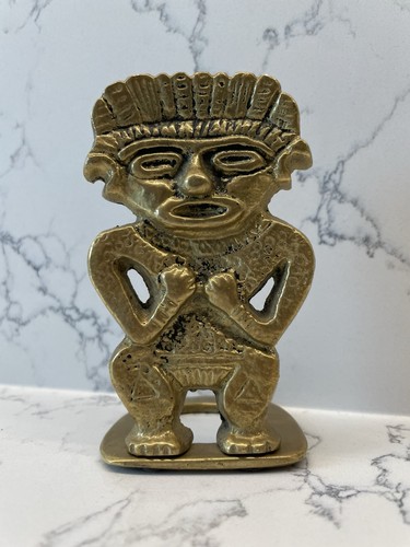 Vintage brass aztec mayan - brass,