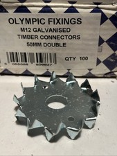 100x M12 x 50mm TIMBER CONNECTOR DOG TOOTH WASHER JOIST BEAM CONNECTORS R8