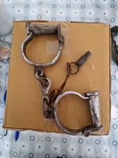 Vintage Handcuffs With KeyHeavy Duty Iron Prison Jail Police