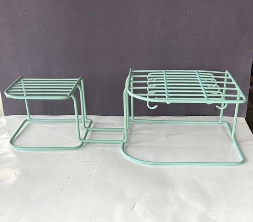 Vintage aqua wire dish - aqua,
