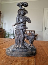 Antique Victorian Cast Iron Woodsman And Dog Door Stop