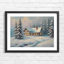 Cozy Snowy Log Cabin in Winter