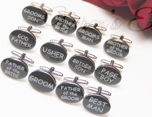 Wedding cufflinks groom black - groom,