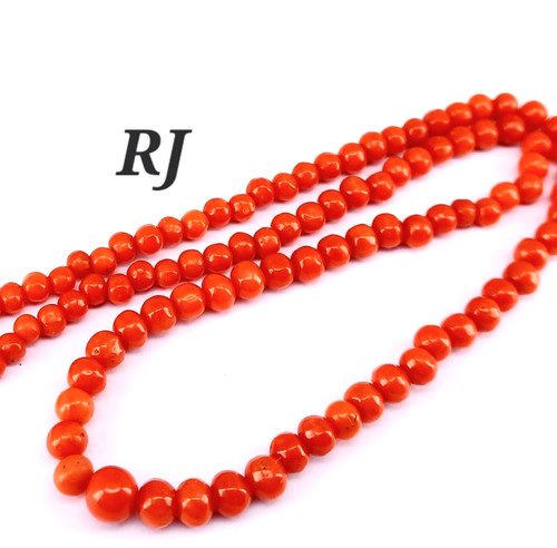 Antique red coral necklace - red, 9ct