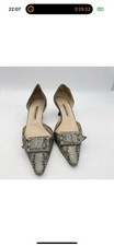 Manolo blahnik Exotic Python Leather kitten High Heal Buckle Grey 40.5 