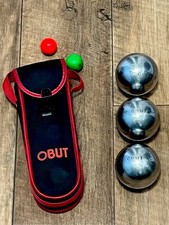 Vintage Obut match competition pétanque  boules 725 with case & Jacks 