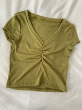 Ruched Crop Top Sage Green Size S
