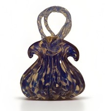 Glass Basket Vintage Murano Blue decorative rippled Design VGC