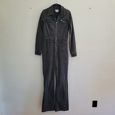 Wrangler Retro Catsuit Small Black Stretch Denim Long Sleeve Full Zip High Rise