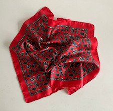 SMART DAPPER ITALIAN RED PAISLEY HAND ROLLED SILK HANDKERCHIEF 17" x 17"