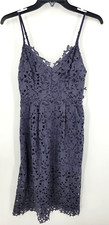 ASTR Anthropologie Dress Womens Medium Gray Lace Overlay Sleeveless Romantic