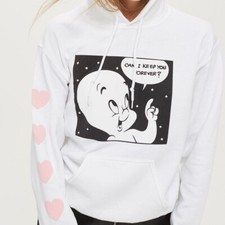 ? RARE SOLD OUT Topshop Tee And Cake Casper White Pink Graphic Hoodie Slogan ?