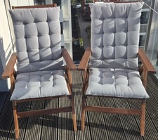 Pair IKEA NÄMMARÖ Reclining Garden Armchairs + HÅLLÖ Cushions – Acacia, Foldable