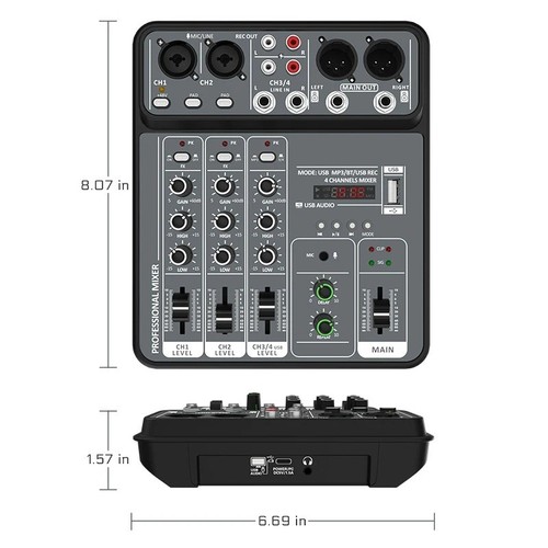 Channel audio mixer with - 4,