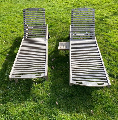 Teak sun lounger with - teak, table