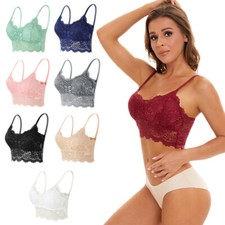 Women's Lace Floral Padded Bustier Crop Top Cami Vest Top Bralette Bralet Bra UK