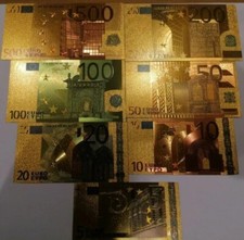 Full set Euro Gold Foil Banknotes 
