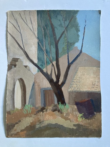 Vintage gouache painting - painting, mid