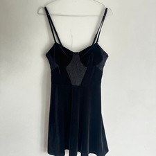 Topshop mini dress velvet velour 12 1980s sexy stretchy short