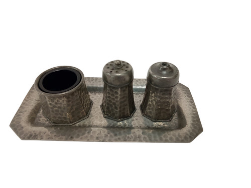 Vintage hammered pewter cruet - hammered,