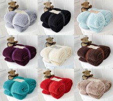 Teddy Bear Fleece Throw Sofa Blanket Soft Cuddly Bedspread Single Double King