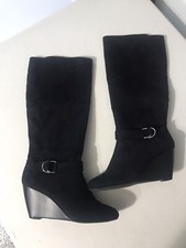 LAURA ASHLEY Black Suede Wedge