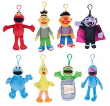 Sesame Street Bag Clips Key Rings Soft Toys Big Bird Count Ernie Cookie Monster