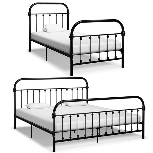 Black metal bed - bed, frame
