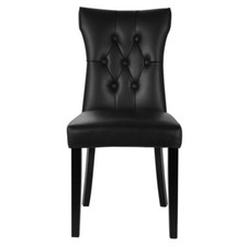 2PCS Faux Leather Dining Chairs Armless High Back Living Room Black/White/Ivory