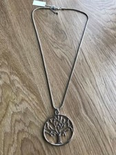 Large Silver Tree of Life Pendant Long Necklace Lagenlook Jewellery Fashion UK 