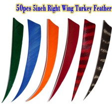 50-PACK 5" Turkey Feathers Right Wing DIY Arrow Shaft Handmade Fletching Arrows