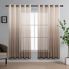 DWCN Voile Net Curtain 72 Drop Pair Grey Gradient Curtains for Living Room Sheer