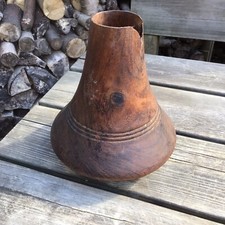 Vintage African Carved Hard Wood Round Bottom Vase Vessel - Dates From The 1970s