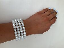 RETRO VINTAGE 20s Gatsby Style 4 Strand Stretch Pearl BRACELET CUFF BNIP New