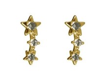 Starburst Gold Earrings Synthetic diamonds 9ct Yellow Gold Earrings Triple Star