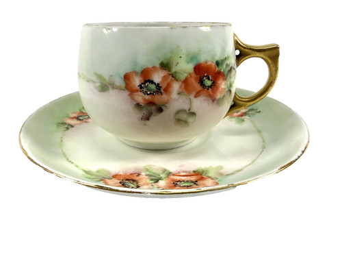 Antique moriage orange poppy - antique,