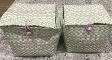 LAURA ASHLEY Vintage Woven Baskets / storage boxes with lids