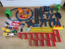 Vintage 1980's Tomy Tomica Train Track Bundle With Working Trains And Bus Trucks