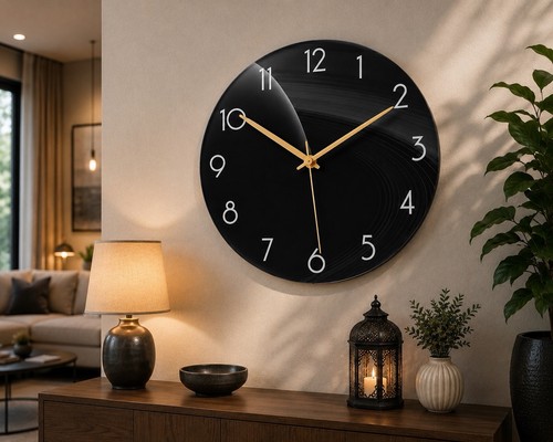 30cm black moon clock - 30cm,