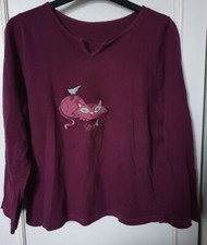 Purple / Plum / Maroon Pyjama Top, Catnap, Long Sleeves, Age 11-12 152cm, BHS