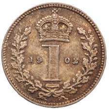 1902 KING EDWARD VII MAUNDY PENNY SILVER COIN (#8482)